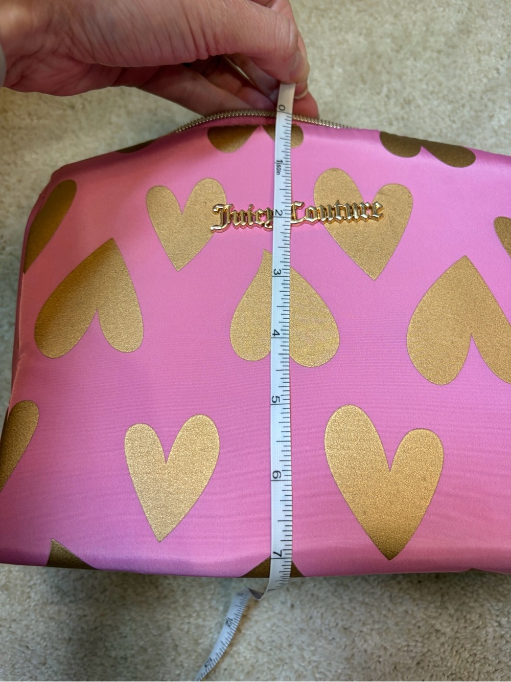 Juicy Couture Pink Cosmetic Pouch with Gold Heart Motif and Travel Bottle - Picture 13 of 17